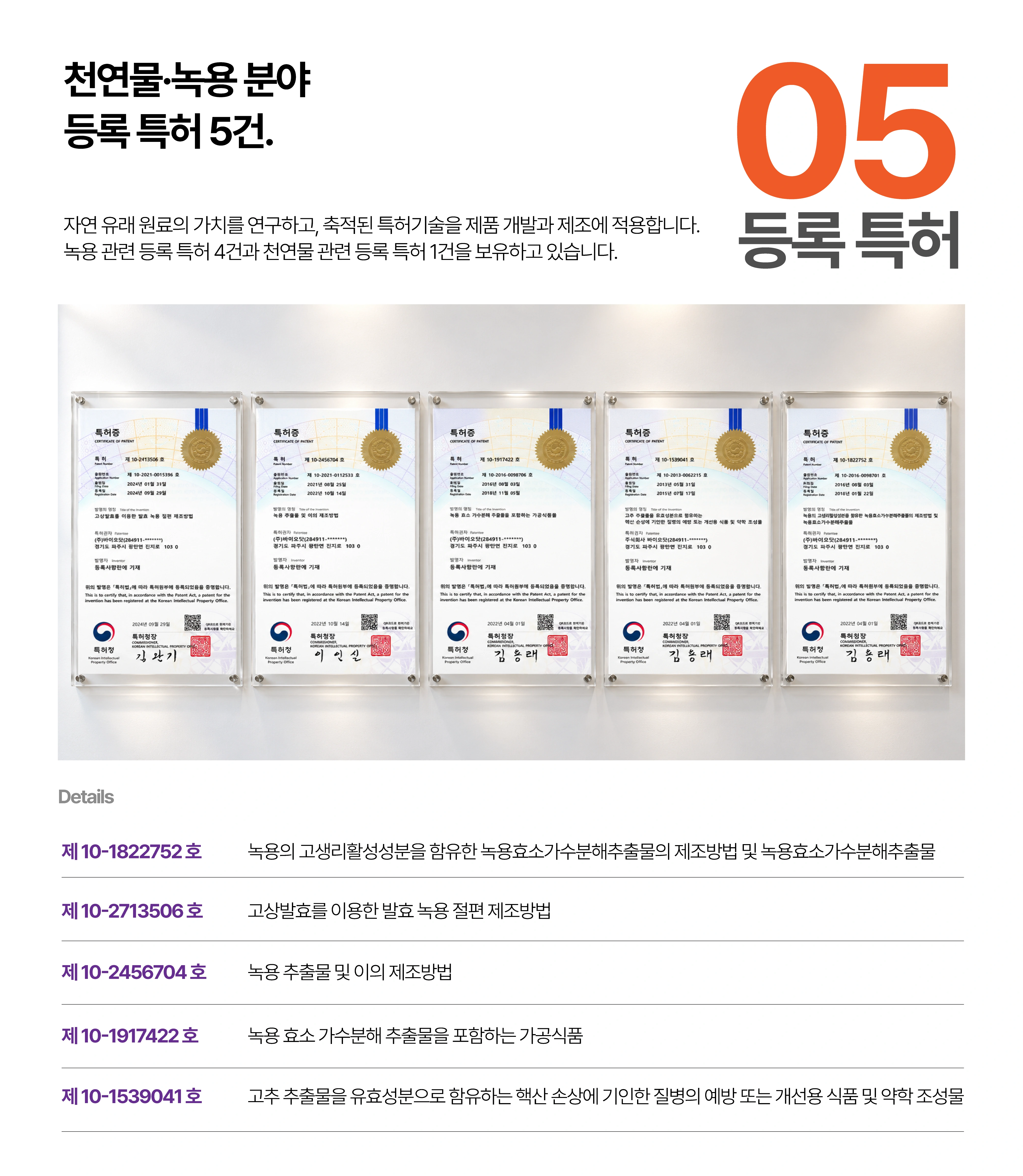 등록 특허 5건